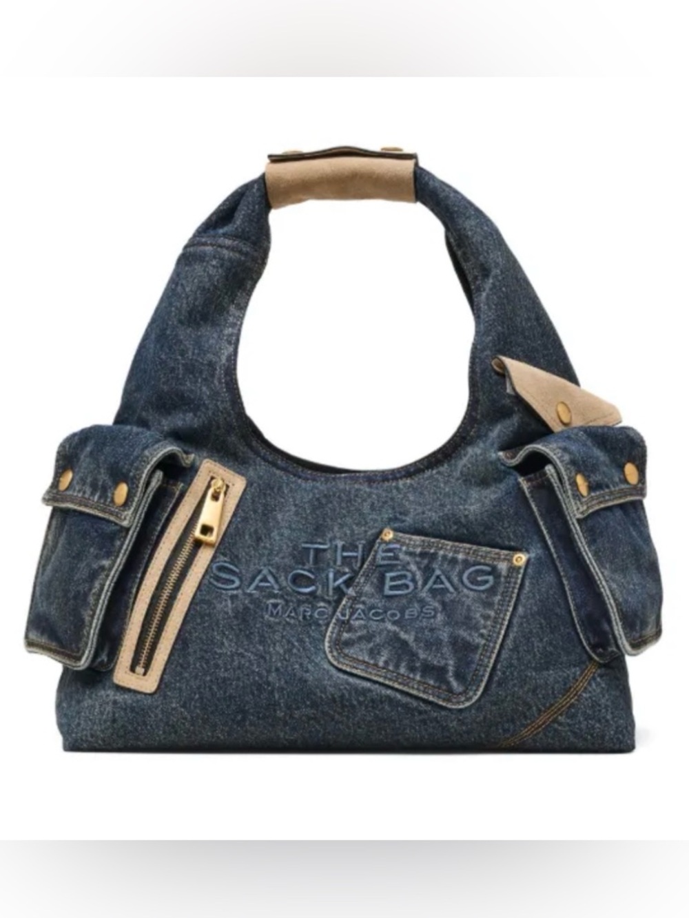 Marc Jacobs The Sack Bag Denim Suede Cargo Tote